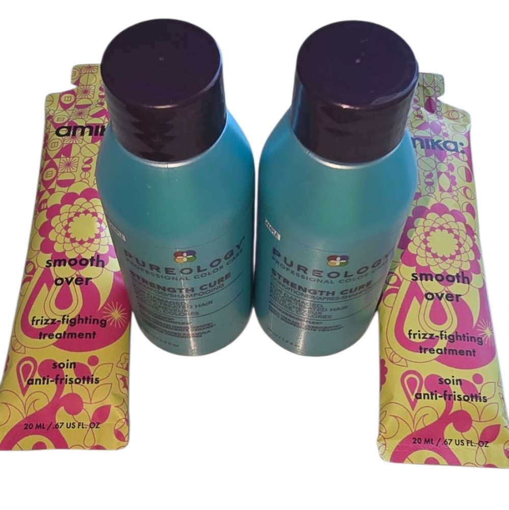 Pureology Strength Cure Shampoo/Conditioner and Amika Smooth Over Treatment Set